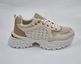 Dames - Sneakers - Kunstleer- Beige White- Maat 36