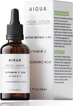 AIOUA Retinol Serum met Hyaluronzuur 50ml - Vitamine A - Gezichtsserum Vitamine E - Anti Aging – Anti Acne – Tegen Grove Poriën - Anti Veroudering – Vegan - Inclusief Gezichtsreini