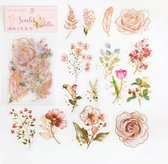 30 stuks aquarel stickers bloemen roze - zalm