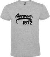 Grijs  T shirt met  "Awesome sinds 1972" print Zwart size L