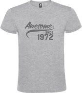 Grijs  T shirt met  "Awesome sinds 1972" print Zilver size L