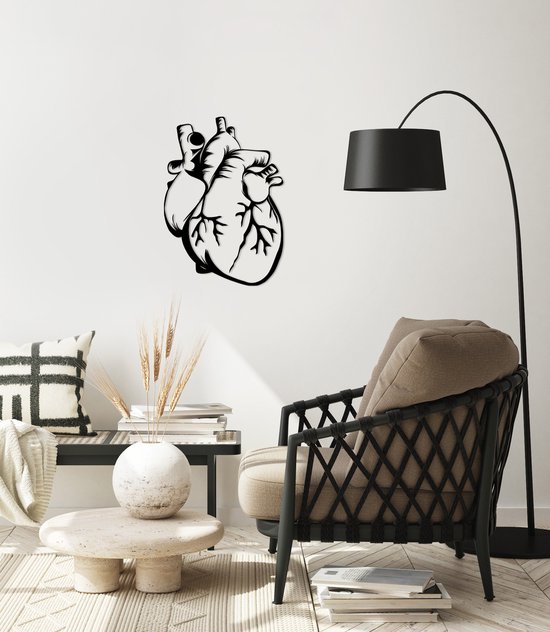 Décoration murale coeur humain mdf noir 650x924mm
