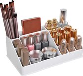 NaSK - Make-up organizer van acryl met 4 schuifladen voor het opbergen in de badkamer in de slaapkamer van lippenstift, sieraden, nagellak, naaigaren, wit, kunststof, 24 x 18,5 x 1