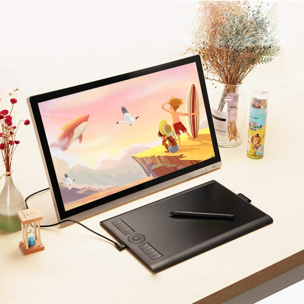 GAOMON M10K 2018-versie - 10 x 6,25 inch grafische tablet met passieve stylus en 8192 drukniveaus (M10K2018)