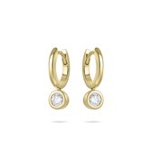 Gisser Jewels - Boucles d'oreilles d'oreilles KC1032Y - argent plaqué or jaune - avec pierres de zircone - 13,5 mm + breloque 5 mm