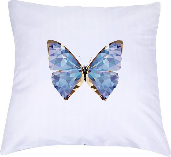 Housse de coussin avec un magnifique papillon bleu à facettes de diamant |  bol.com