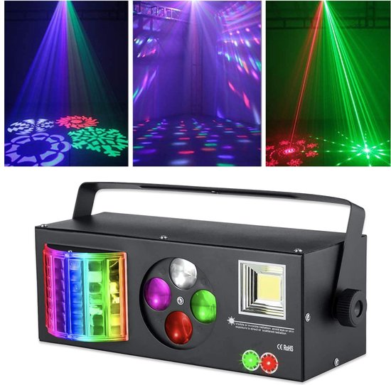 Stage light box 4 in 1 laser's led's gobo's & stroboscoop discolamp feestverlichting bol