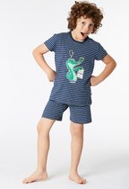 Woody pyjama jongens/heren - marineblauw-wit gestreept - krokodil - 221-1-PZA-Z/981 - maat XL