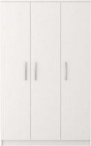 InspireMe-Kledingkast Garderobekast met planken en kledingstang - 3 deuren - ( 120cm -50cm- 193cm) - WIT - MARSALA 3D