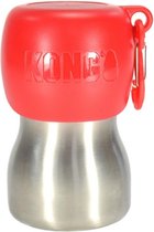 Kong H2O4K9 drinkfles - RVS waterfles voor honden met afneembare drinkbak – Voor onderweg - Zwart, rood, oranje, groen, geel, blauw - 0,28 liter / 0,75 liter - Kleur: Rood, Maat: Small