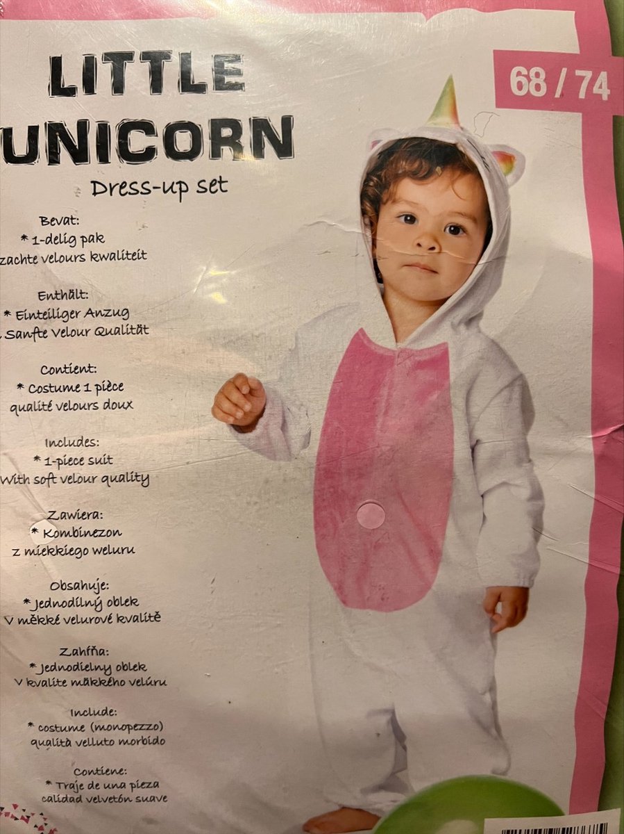 Onesie Little Unicorn - Eenhoorn - Maat 68/74 - Baby pakje - Kostuum - Carnaval - Roze/wit - Baby onesie - Pyjama - Slapen - Feest