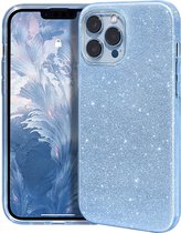 iPhone 13 Pro Max Hoesje Glitter Blauw - Apple iPhone 13 Pro Max Hoesje Glitter Blauw - iPhone 13 Pro Max Glitter Blauw Hoesje - Glitter Back Cover