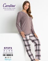 Caroline Dames Pyjama Set, Home&Sleep Wear, Licht Bruin, Maat XL, Hoge Kwaliteit