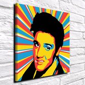 Pop Art Elvis Presley Canvas - 80 x 80 cm - Canvasprint - Op dennenhouten kader - Geprint Schilderij - Popart Wanddecoratie