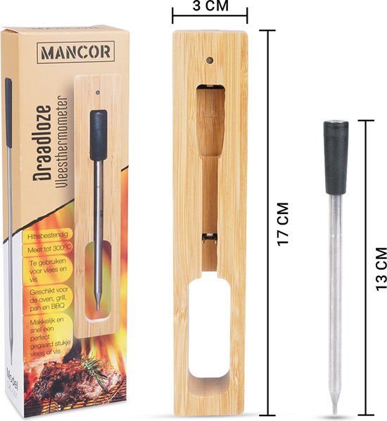 Mancor Vleesthermometer Met Bluetooth en App - BBQ Accessoires Thermometer - Keukenthermometer Digitaal