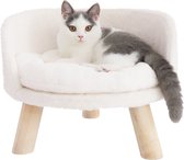 kattenkennelkruk - zacht pluche - open - hondenmandstoel - alle seizoenen - stoel met houten poten - voor het leggen van katten - 61.5 cm