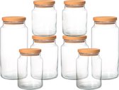 Joy Kitchen glazen voorraadpotten combinatie | Set van 8 potten | houten lucht afsluitende ronde deksels | voorraadpotten glas met deksel | voorraadpotten glas | voorraadpot | keuk