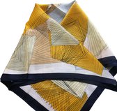 Sjaal-Geel- Donker Blauw-70 -70 cm-Polyester-Charme Bijoux