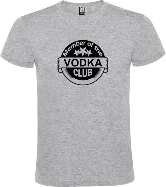 Grijs  T shirt met  " Member of the Vodka club "print Zwart size S