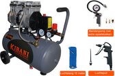 Kibani Super stille compressor 24 liter + luchtslang + luchtspuit + bandenpomp - SET - Low Noise - Compressoren - 24L