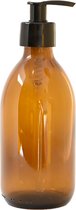 Groeikruid® Zeeppompje Vrijstaand | Zeepdispenser Zwart | 300 ml Amber glas met Plastic Pompkopje | Navulbaar