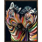 Eagle® Diamond Painting Volwassenen - Gekleurde Zebra - 50x40cm - Ronde Steentjes