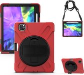 Apple iPad Pro 12.9 (2018) Hoes - Mobigear - Shockproof Strap Serie - Hard Kunststof Backcover - Zwart /  Rood - Hoes Geschikt Voor Apple iPad Pro 12.9 (2018)