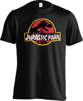 Jurrasic Park Dinosaur Doodle Men's Black T-Shirt - XL