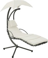 vidaXL Tuinschommelstoel 190x90x200 cm stof crèmekleurig en grijs