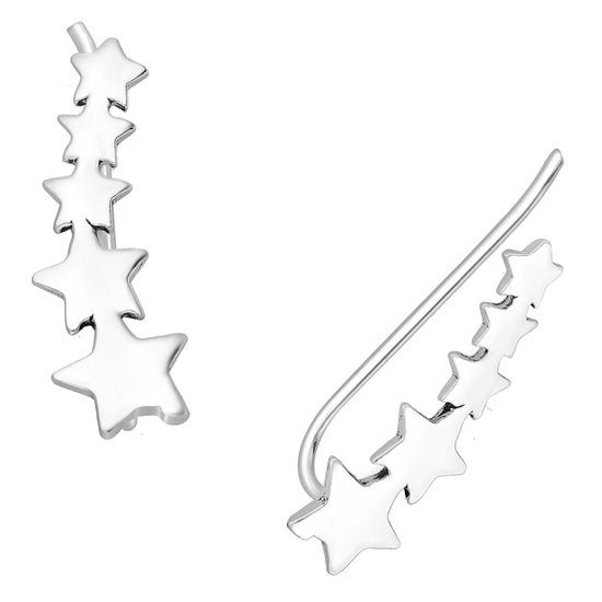 EAR IT UP - Grimpeurs d'oreille - Étoiles - Grimpeurs d' Ear Ear - Argent sterling 925 - 18 x 6 mm - 1 paire