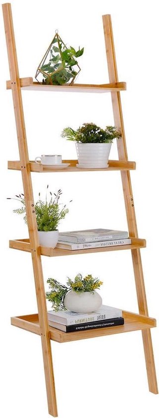 DuneDesign Bamboe Wandplank 60x54x15 - Smalle Houten Plank Badkamer Keuken Plantenrek