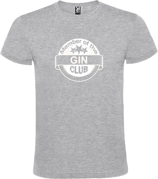 Grijs  T shirt met  " Member of the Gin club "print Wit size XXXXL