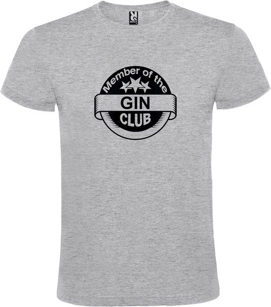 Grijs  T shirt met  " Member of the Gin club "print Zwart size XXXL