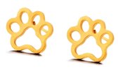 Oorbellen - Hondenpootjes - Goudkleurig - 1 Centimeter - Oorstekers, knopjes - Stainless steel - Verkleuren niet
