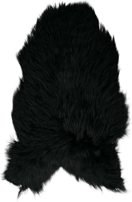 Peau de mouton noir islandais - Peau de mouton à poil long noir naturel