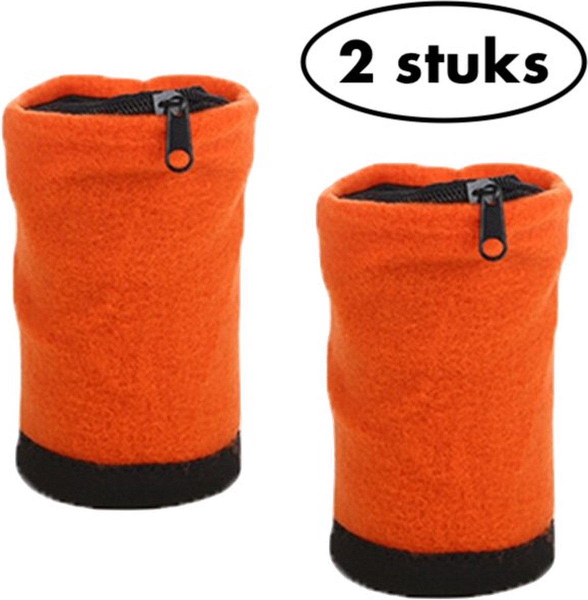 2 X pols portemonnee met rits - zweetbandje met rits - zweetbandje - fitness - Oranje