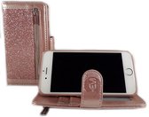 HEM Apple iPhone 5 / 5s / SE (2016) - Magic Glitter Rose Gold - Leren Rits Portemonnee Telefoonhoesje
