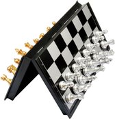 Magnetisch Zak Schaakspel Met Gouden En Zilveren Schaakstukken 25 X 25 cm