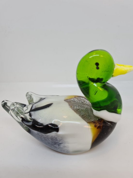 sculpture en verre canard canard - 11 cm H- fait main - couleur vert marron  | bol.com