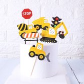 Taart Decoratie - Bouwvoertuig - Taarttopper - Set - Shovel - Graafmachine