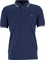 Fred Perry M3600 polo twin tipped shirt - heren polo - Dark Carbon / Ash Blue / Pistachio -  Maat: M