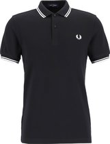 Fred Perry M3600 polo twin tipped shirt - heren polo - Black / White / White - Maat: L