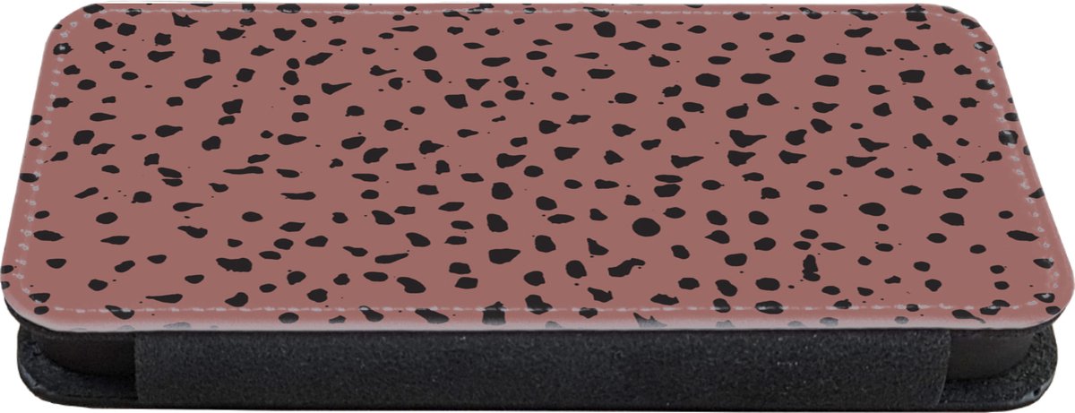 Telefoonhoesje Geschikt voor iPhone SE 2020 telefoonhoesje - Stippen - Patronen - Zwart - Met vakjes - Wallet case met magneetsluiting