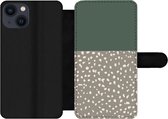 iPhone 13 Wallet Case bookcase phone case - Dot - Vert - Motifs - Avec compartiments - Étui portefeuille avec fermeture magnétique