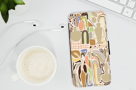 iPhone 13 pro Max Wallet Case étui de téléphone bibliothèque - Bloem - Abstrait - Vase - Pot de fleurs - Avec compartiments - Étui portefeuille avec fermeture magnétique