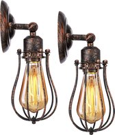 KingSo-Vintage Metaal Wandlamp Wandlampen-voor Binnen Hal Woonkamer Slaapkamer-2 Stuks-E27 fitting-excl. lichtbron