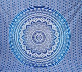 Wandkleed - wanddoek - Blauw - wandtapijt - mandala muurkleed - 100% katoen