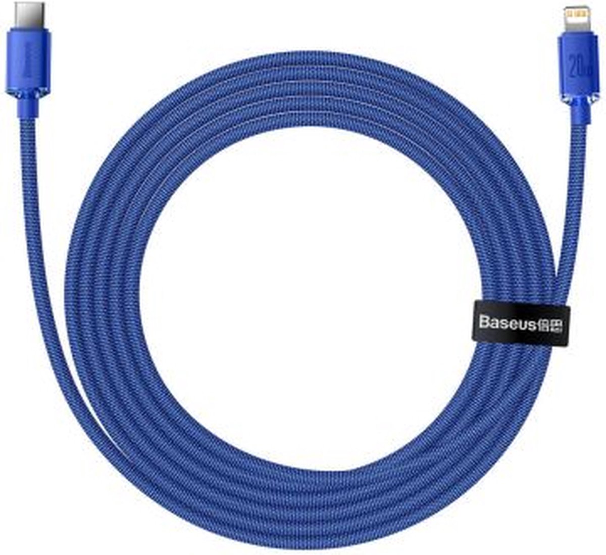 Baseus USB-C Naar Apple Lightning iPhone kabel Blauw Gevlochten geschikt voor Apple iPhone 6,7,8,X,XS,XR,11,12,13,Mini,Pro Max - iPhone oplaadkabel - iPhone oplader kabel - Lightning naar USB - 2M Blauw - CAJY000303