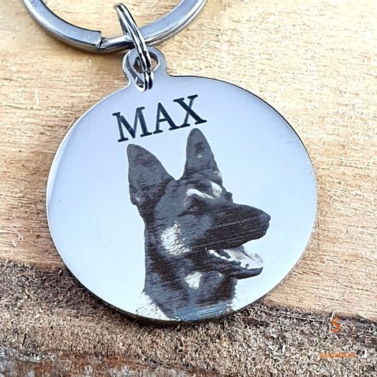 Hondenpenning | Kattenpenning | Titanium 35 mm met foto en naam