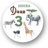 Traktatie stickers met naam en leeftijd * Safari
